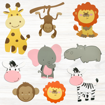 Pinfliers Jungle/Safari Theme Birthday Party Paper Big Cutout for Backdrop, 9 cut outs in a pack